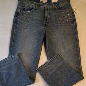 Lucky Brand Women's Denim Jeans High Rise Straight Fit with Stud Accents NWT